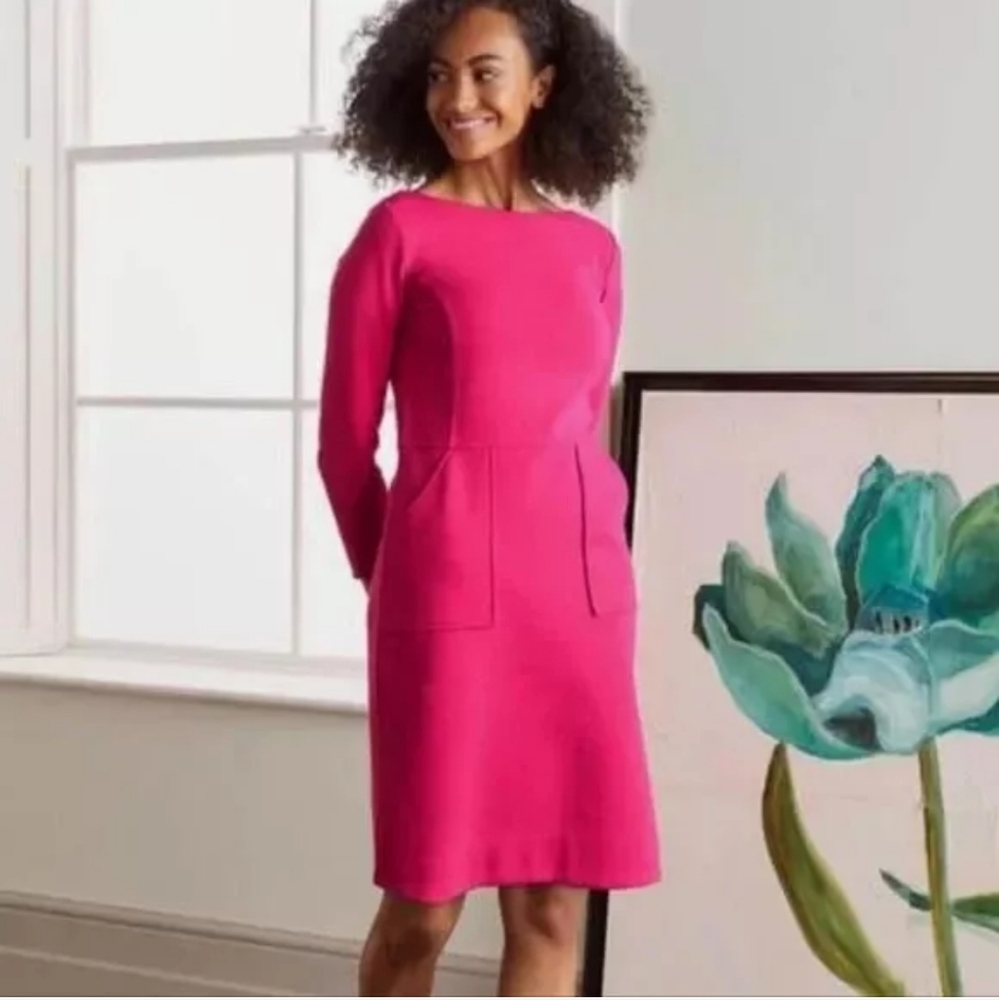 New Boden Solid Pink Ribbed Chartreuse Auria Ottoman Dress US 2P UK 6P